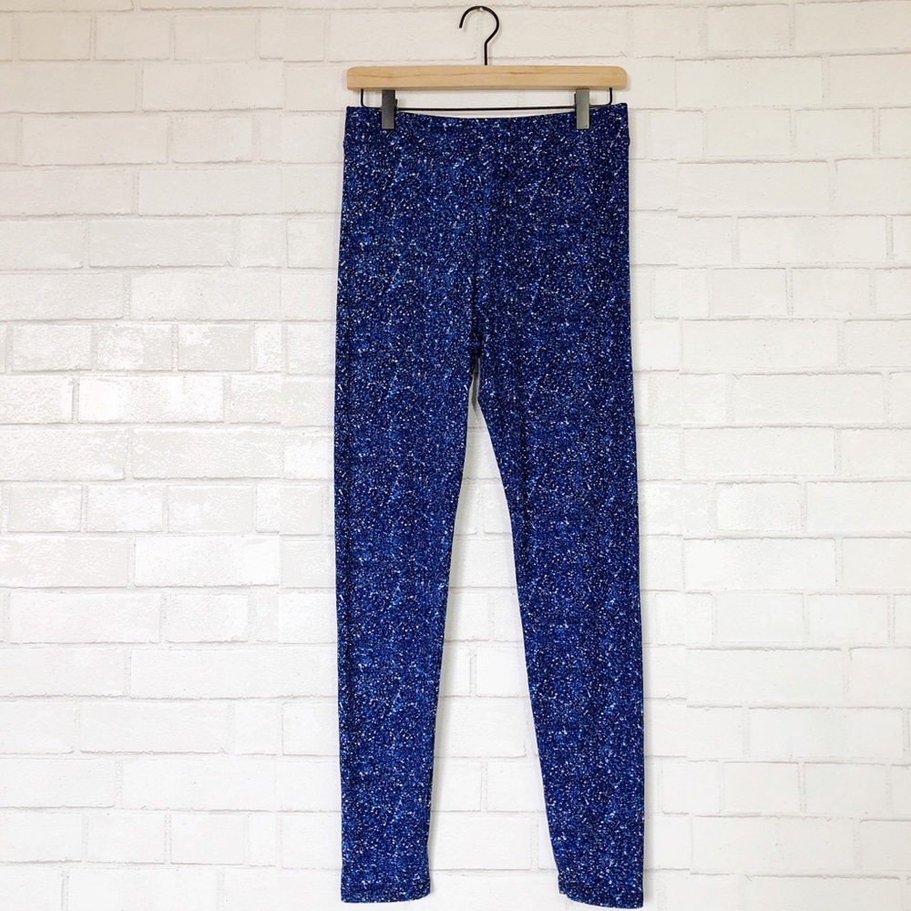 High Waist Soft Yoga Workout Lounge Blue Space Galactic Leggings